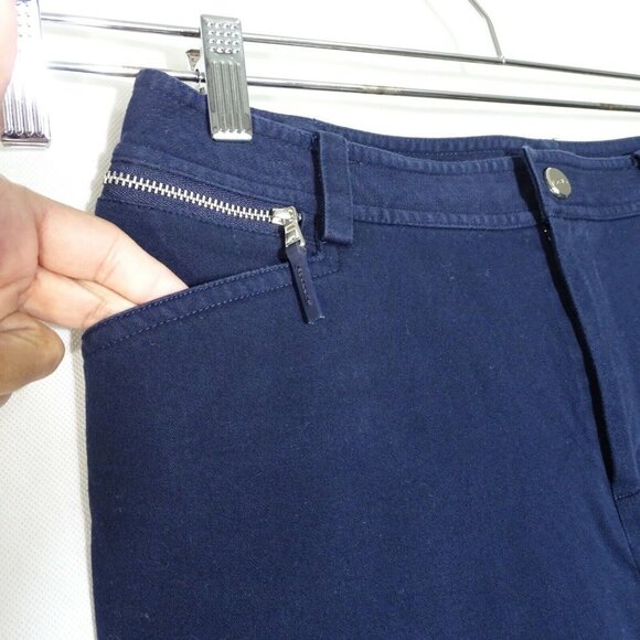 Lauren Ralph Lauren Capri Cropped Pants Women Size 8 Blue Pockets FLAW - Picture 2 of 8